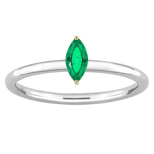 Smeraldo Colombiano Anello Pietra Colorata 0,50 carati Oro Bicolore 14K – vista principale