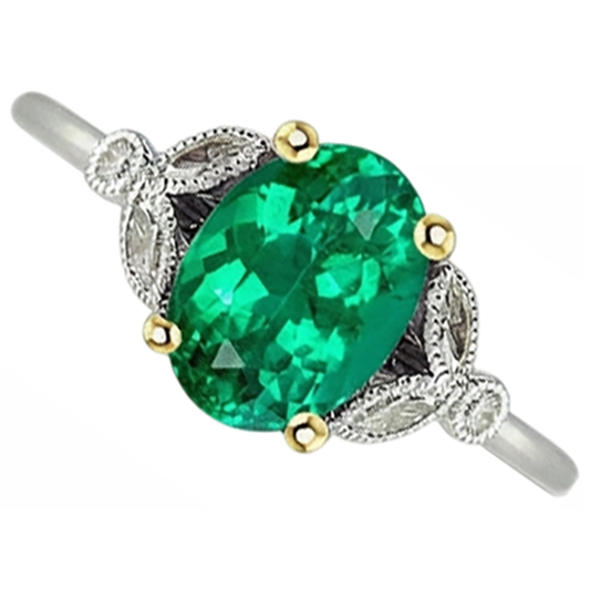 Smeraldo Fine Anello con Pietra Preziosa – vista frontale