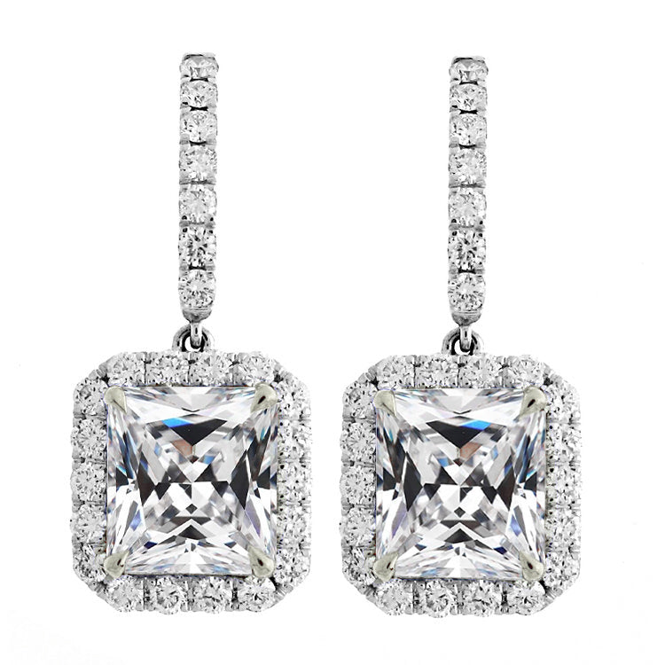 Orecchini Pendenti Oro Bianco 14K con Diamante – vista principale