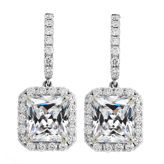 Orecchini Pendenti Oro Bianco 14K con Diamante – vista principale