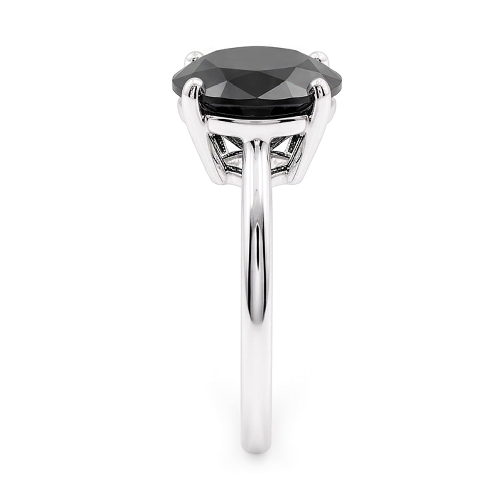 Anello di Fidanzamento con Diamante Scuro da 5 Carati, Solitario Ovale Nero Naturale in Oro Bianco 14 Carati