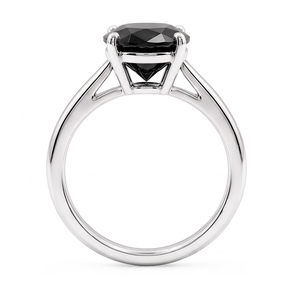 Anello di Fidanzamento con Diamante Scuro da 5 Carati, Solitario Ovale Nero Naturale in Oro Bianco 14 Carati