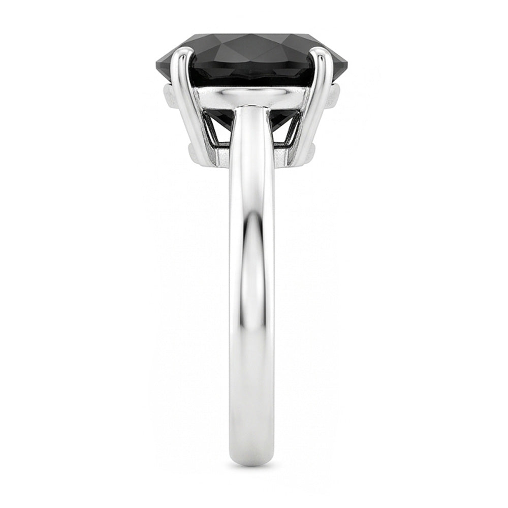 Anello di Fidanzamento Solitario con Diamante Scuro da 5 Carati, Autentico Diamante Nero Rotondo, Profilo a Lama di Coltello in Oro Bianco 14K