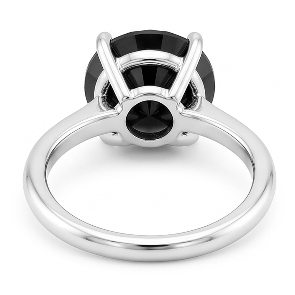 Anello di Fidanzamento Solitario con Diamante Scuro da 5 Carati, Autentico Diamante Nero Rotondo, Profilo a Lama di Coltello in Oro Bianco 14K