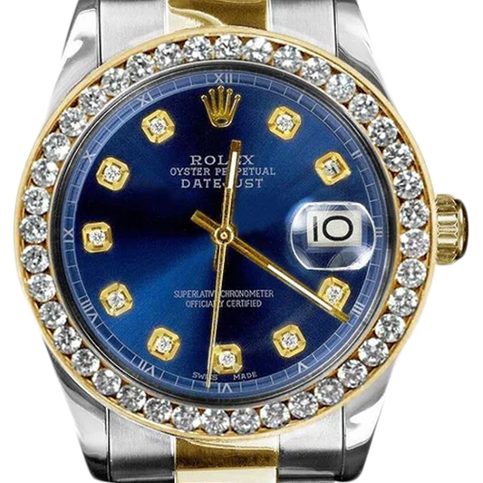 Datejust Rolex da uomo in oro giallo e acciaio inossidabile, orologio bicolore, impostazione rapida