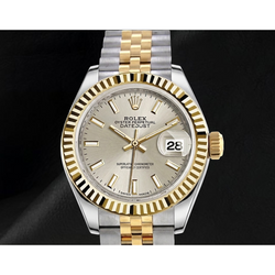 Orologio da Donna Rolex Datejust 279173 con Quadrante Luminoso, Ghiera Zigrinata, Bicolore, 28 mm, Bracciale Jubilee