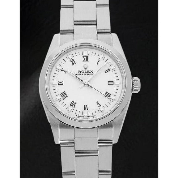 Datejust 31mm Orologio da donna Rolex bianco con numeri romani
