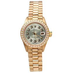 Datejust Argento quadrante con diamanti Lunetta Rolex orologio da donna in stile presidente oro giallo