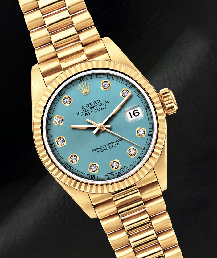 Orologio Rolex Datejust 26mm 69178 in Oro Giallo 18K Quadrante con Diamanti Turchese