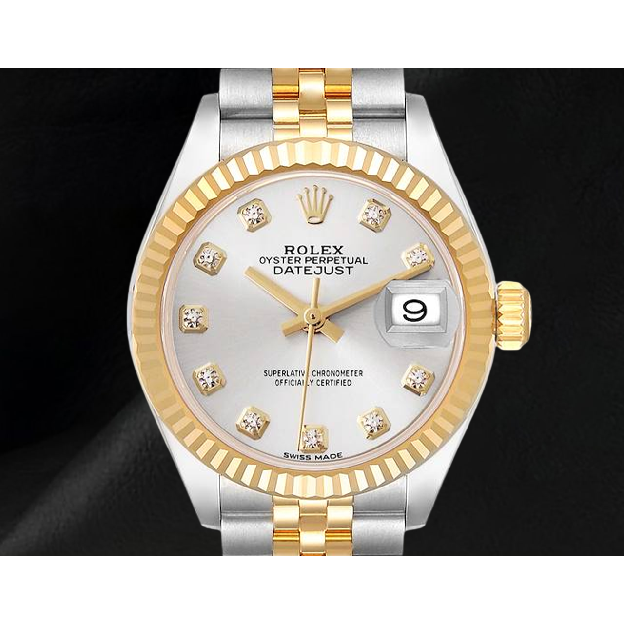 Orologio da Donna Datejust Rolex 28 mm con Quadrante con Diamanti Argento Bicolore 279173