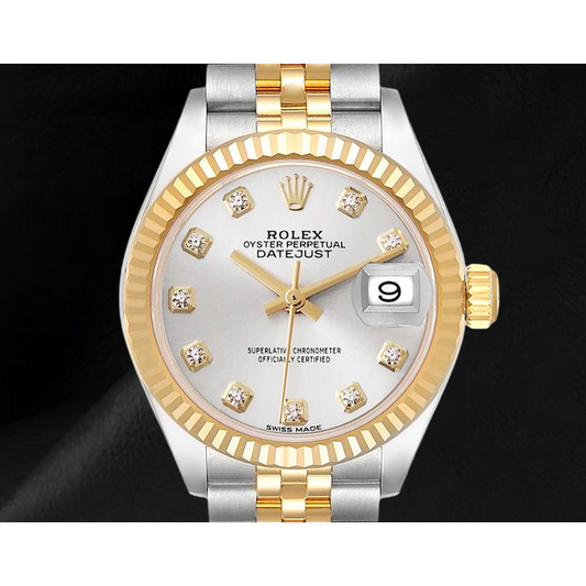 Orologio da Donna Datejust Rolex 26 mm con Quadrante con Diamanti Argento Bicolore 179173