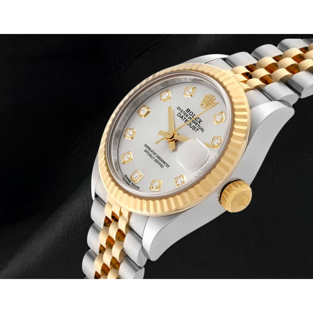 Orologio da Donna Datejust Rolex 28 mm con Quadrante con Diamanti Argento Bicolore 279173