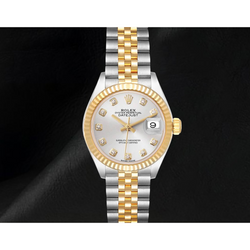 Orologio da Donna Datejust Rolex 28 mm con Quadrante con Diamanti Argento Bicolore 279173