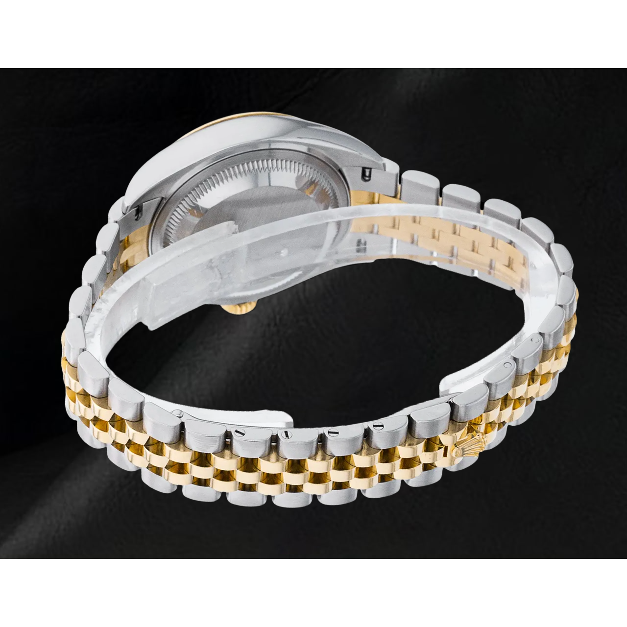 Orologio Rolex Datejust da Donna 28 mm con Lunetta Zigrinata in Acciaio Inossidabile e Oro 279173