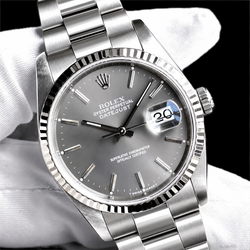 Rolex Datejust 36mm Orologio in Acciaio Inossidabile Quadrante Grigio con Indici a Bastone Bracciale Oyster
