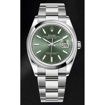Datejust Rolex 36mm verde menta quadrante luminoso orologio da uomo in acciaio