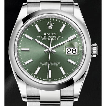 Datejust Rolex 36mm verde menta quadrante luminoso orologio da uomo in acciaio