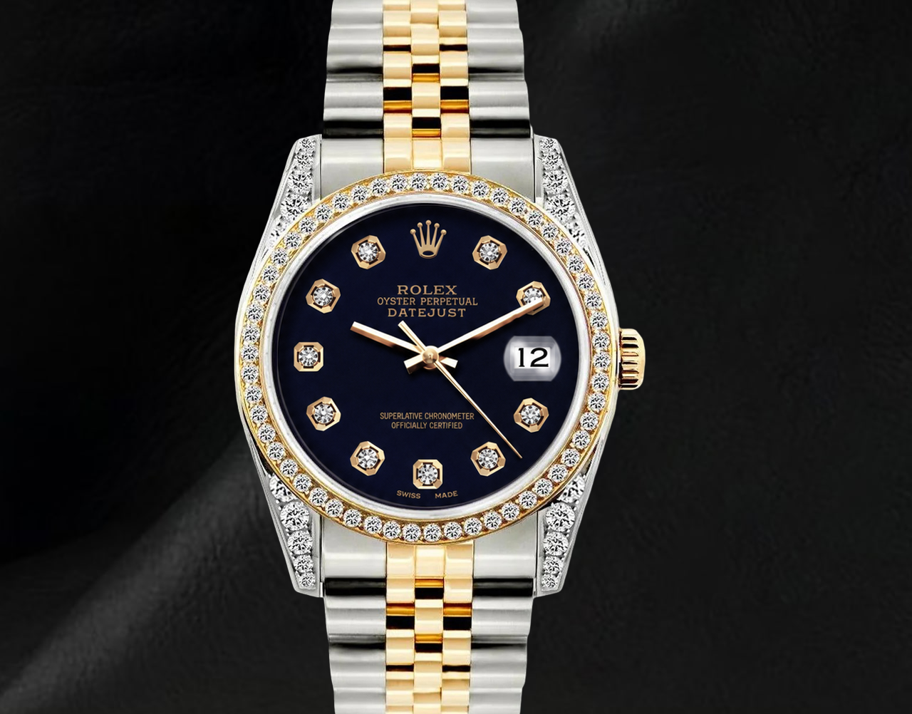 Orologio Rolex Datejust 6013 Bicolore 36 mm con Quadrante Nero con Diamanti