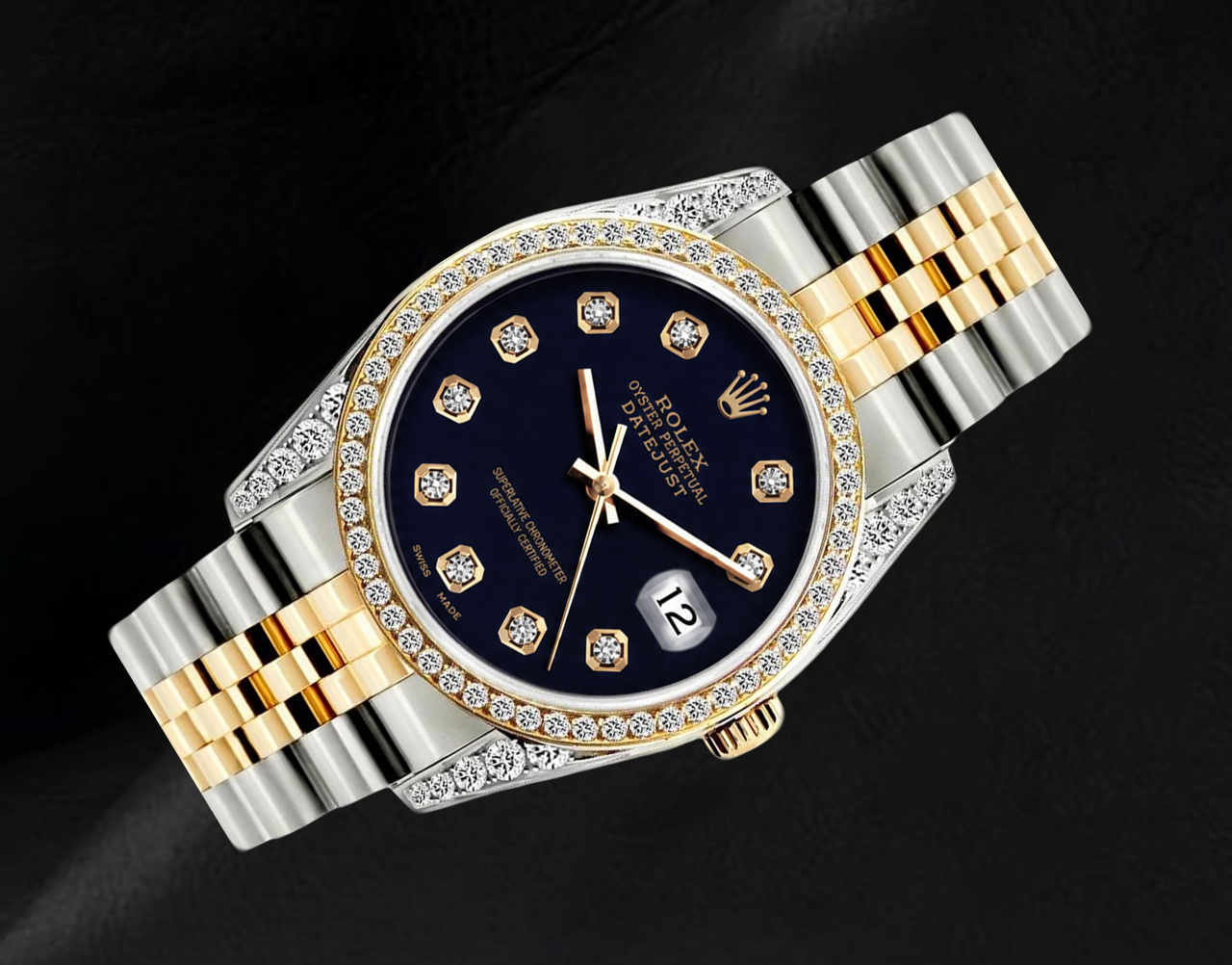 Orologio Rolex Datejust 6013 Bicolore 36 mm con Quadrante Nero con Diamanti