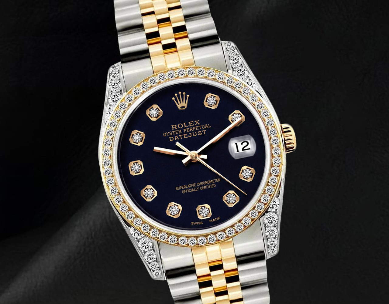 Orologio Rolex Datejust 6013 Bicolore 36 mm con Quadrante Nero con Diamanti