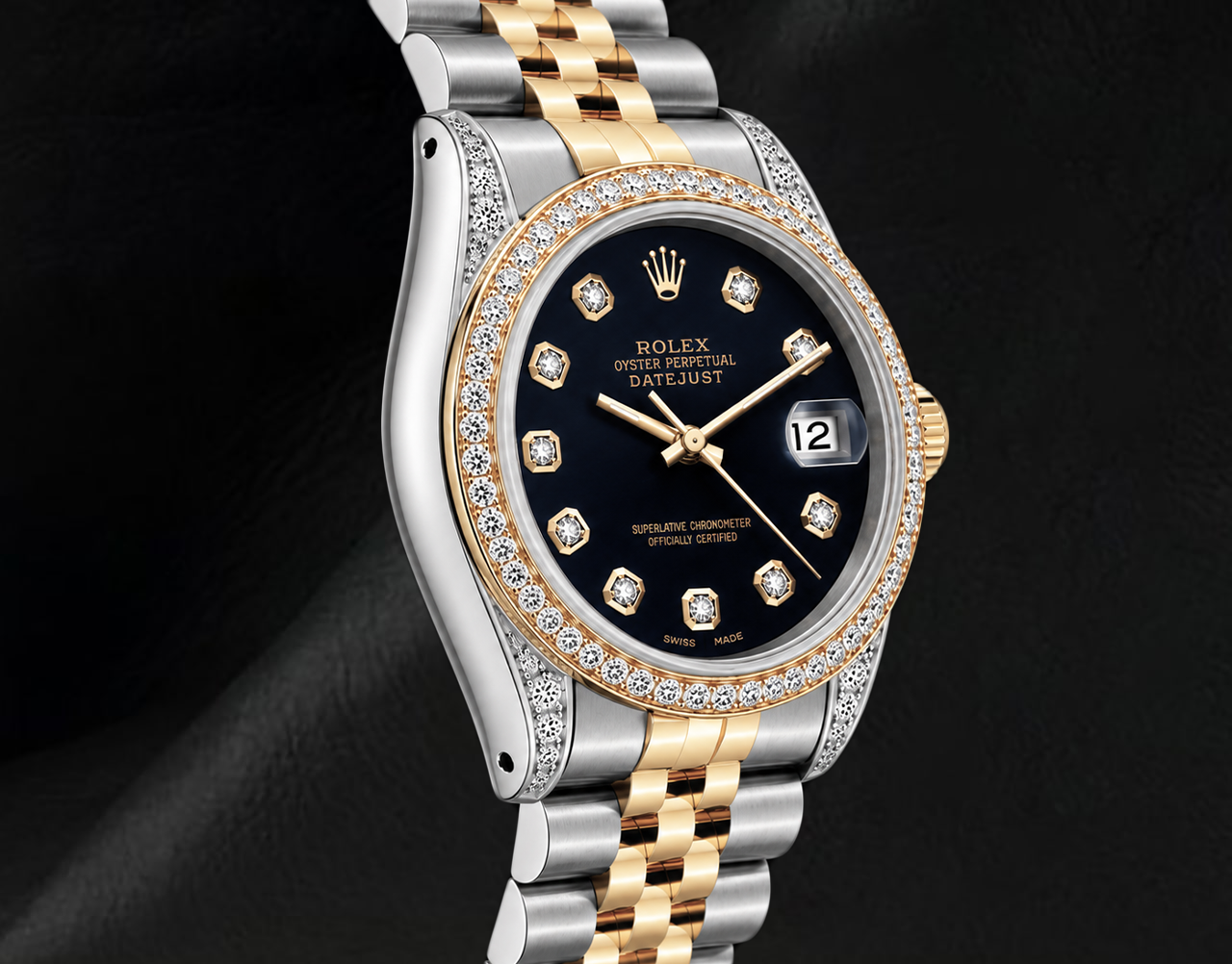 Orologio Rolex Datejust 6013 Bicolore 36 mm con Quadrante Nero con Diamanti