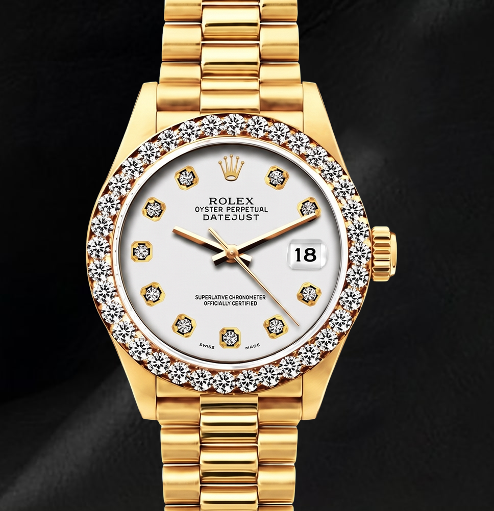 Orologio Rolex Datejust 69178 26 mm in Oro Giallo 18 carati con Quadrante Argento con Diamanti