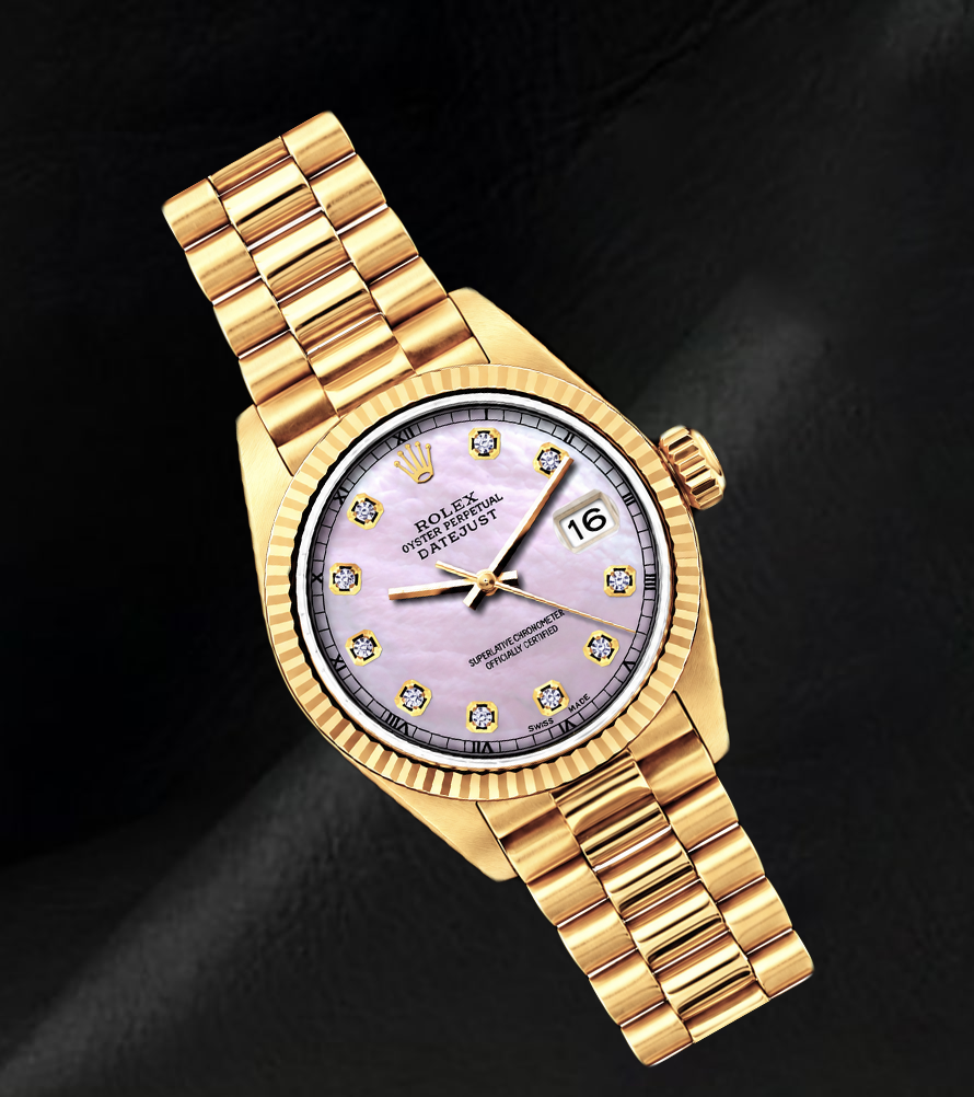 Orologio Rolex Datejust 69178 26 mm in Oro Giallo 18 carati Quadrante con Diamanti in Madreperla Rosa