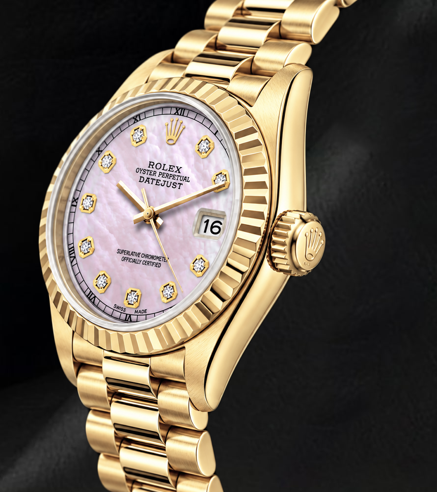 Orologio Rolex Datejust 69178 26 mm in Oro Giallo 18 carati Quadrante con Diamanti in Madreperla Rosa