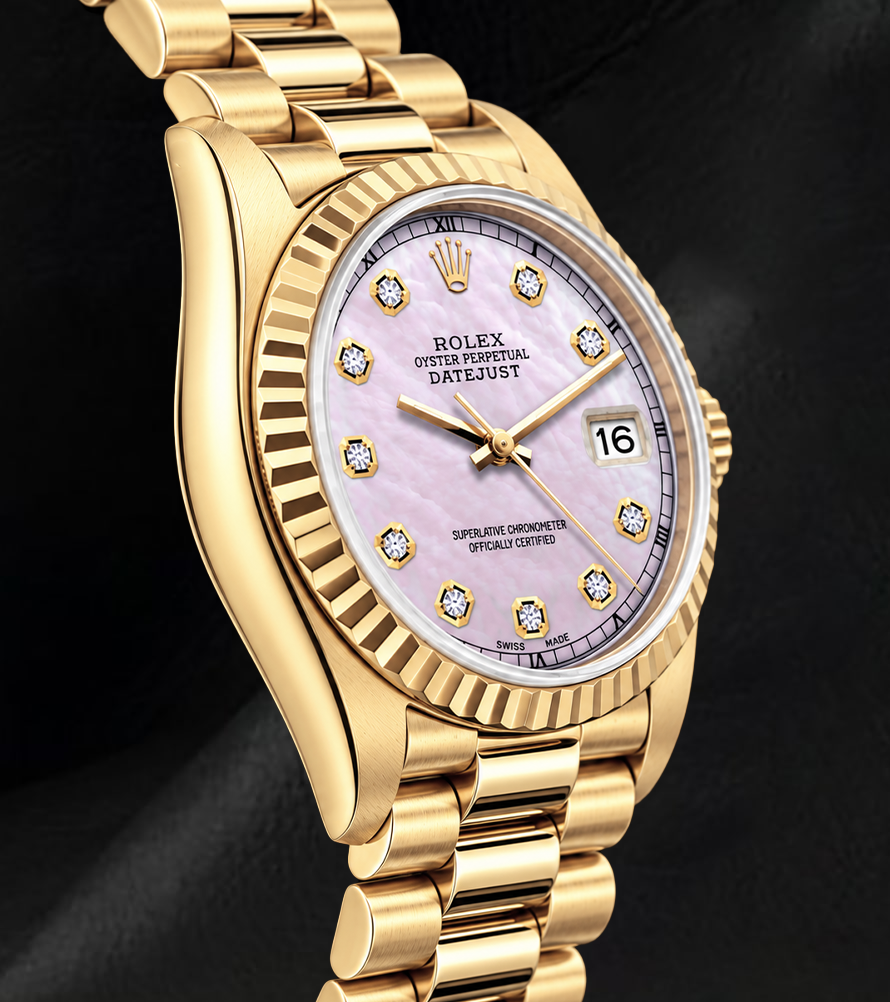 Orologio Rolex Datejust 69178 26 mm in Oro Giallo 18 carati Quadrante con Diamanti in Madreperla Rosa