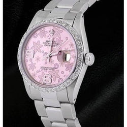 Datejust Rolex acciaio inossidabile uomini orologio quadrante fiore rosa lunetta con diamanti