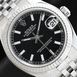 Datejust Rolex orologio da donna con quadrante nero luminoso da 31mm