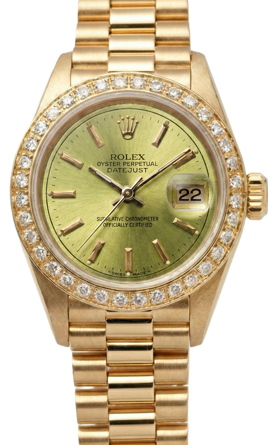 Datejust Rolex stile presidenziale quadrante con diamanti quadrante champagne bastone oro