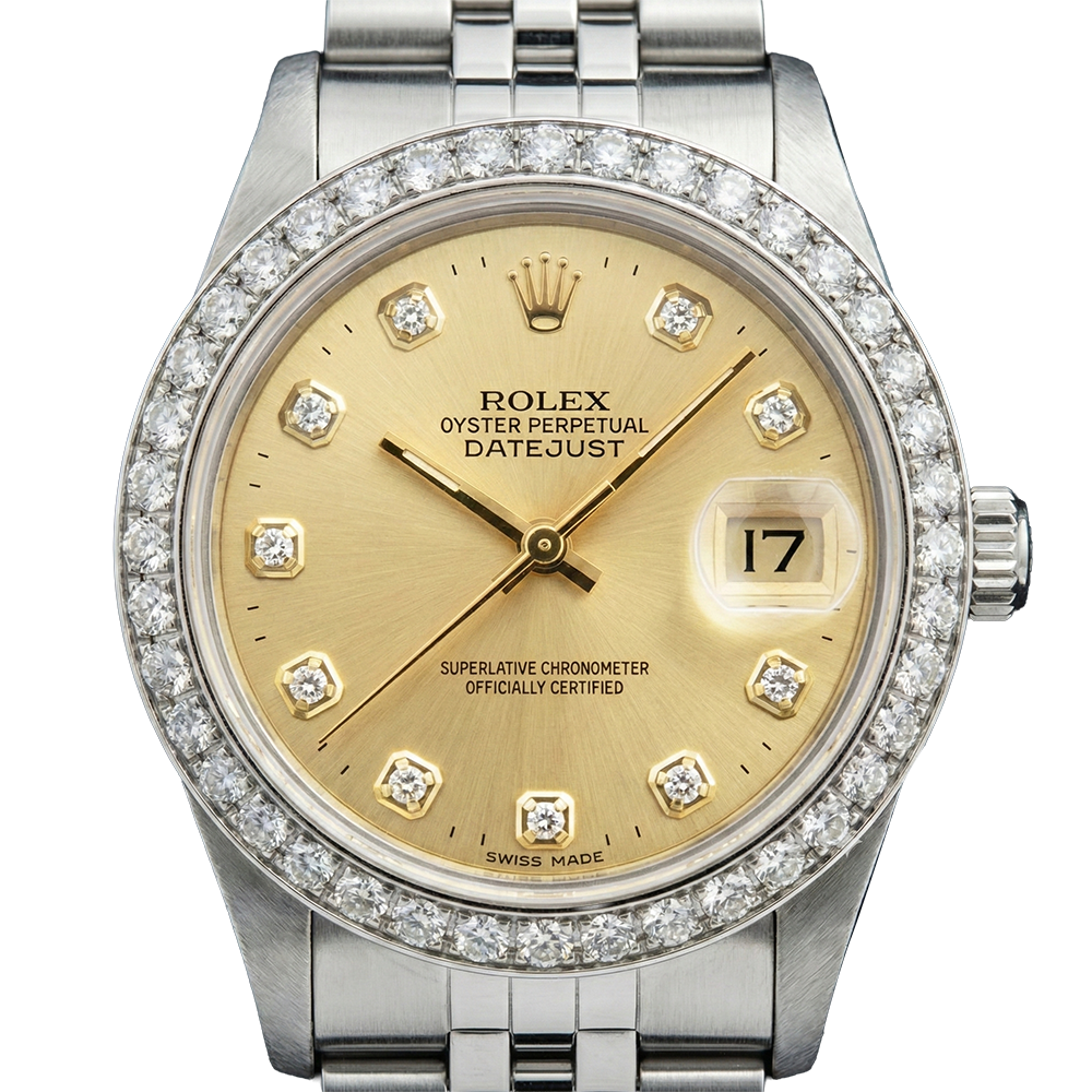 Datejust acciaio inossidabile giubileo diamante orologio Rolex da donna champagne diamante