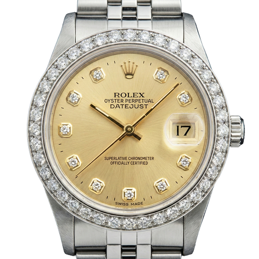 Datejust acciaio inossidabile giubileo diamante orologio Rolex da donna champagne diamante