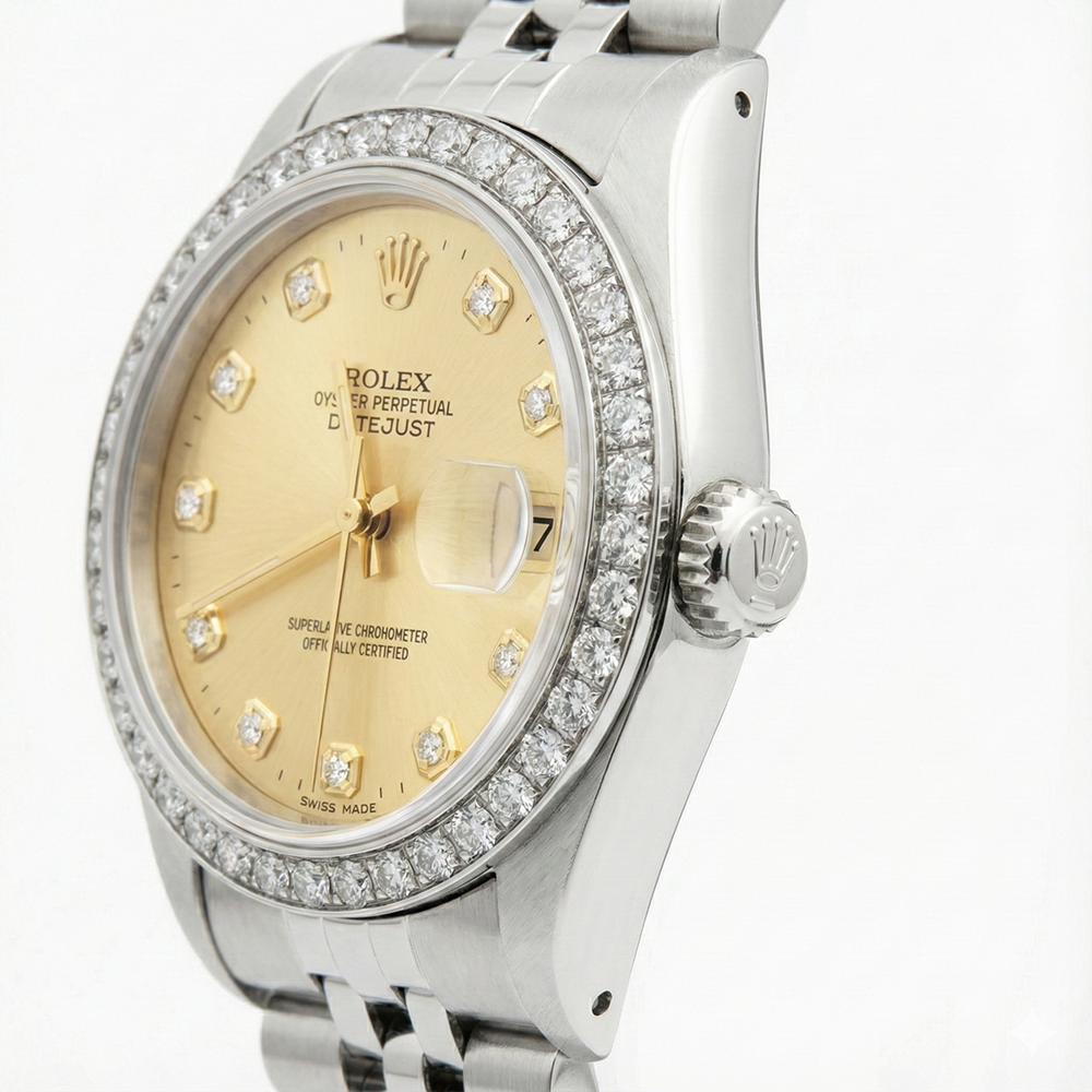 Datejust acciaio inossidabile giubileo diamante orologio Rolex da donna champagne diamante