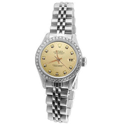 Datejust acciaio inossidabile giubileo diamante orologio Rolex da donna champagne diamante