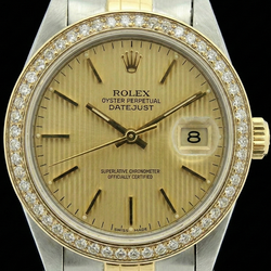 Datejust champagne con quadrante a bastone Orologio Rolex da donna in acciaio inossidabile e lunetta