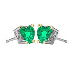Firmato Heart Smeraldo Fine Gemstone Earring – 2,50 carati Oro