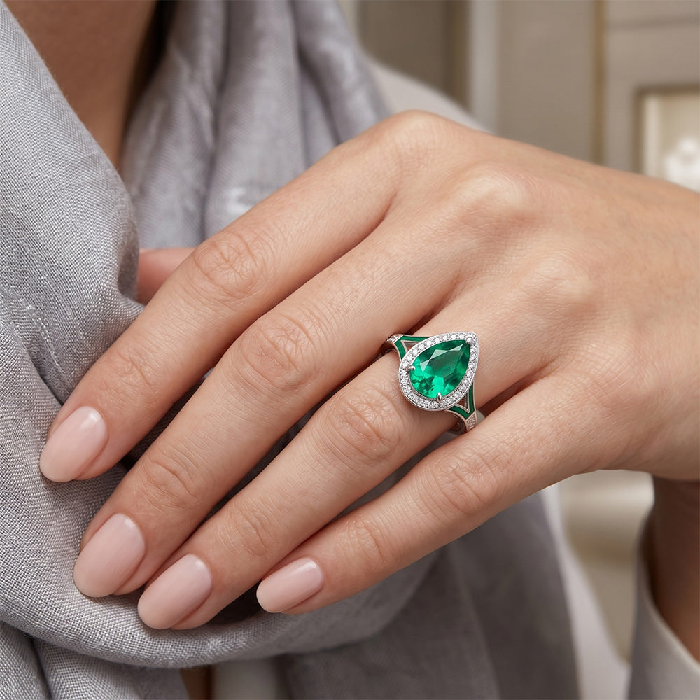 Di lusso Purezza VVS Smeraldo Fine Anello con Pietra Preziosa