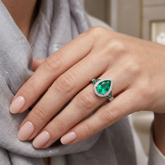 Di lusso Purezza VVS Smeraldo Fine Anello con Pietra Preziosa