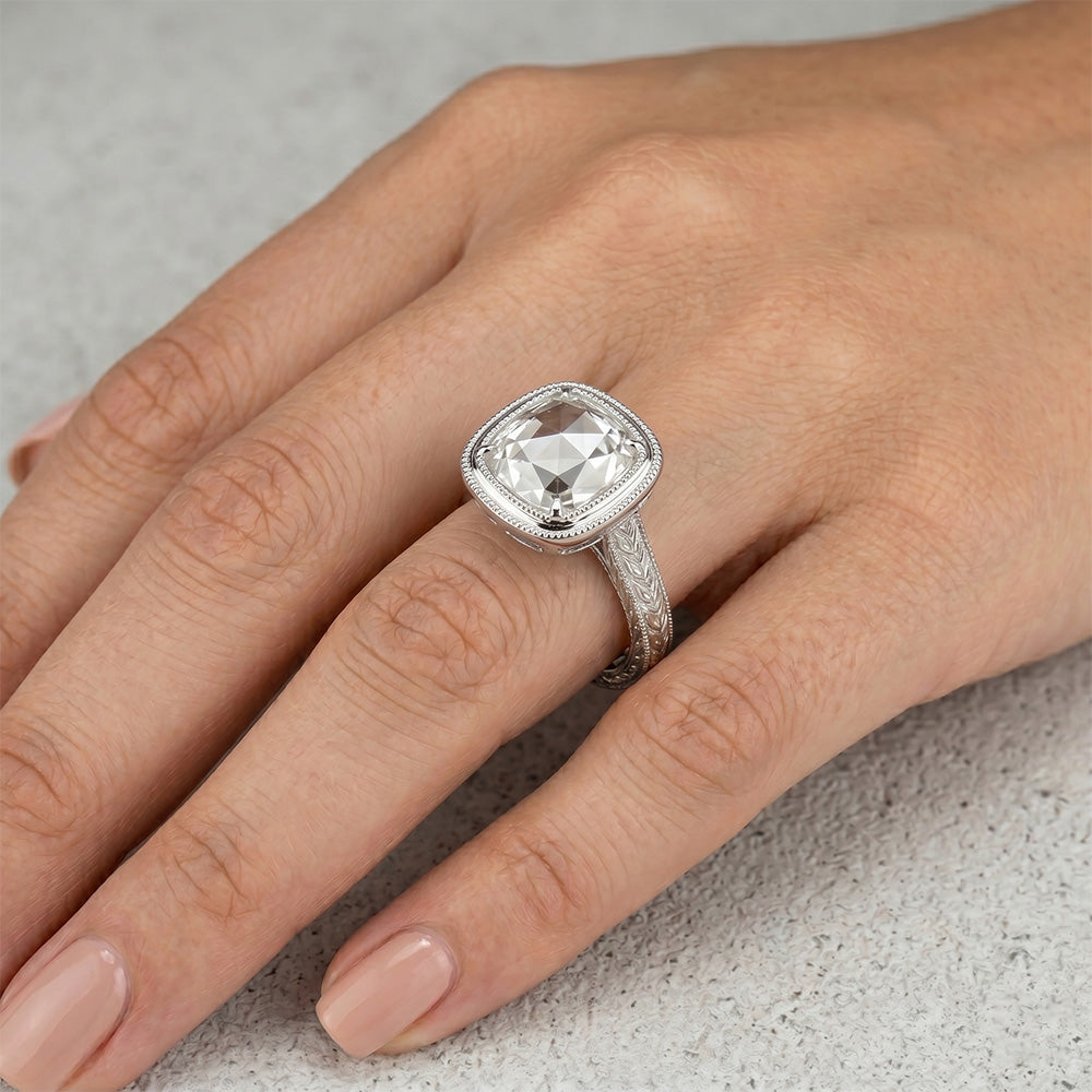 Di lusso Taglio Rosa Diamante Fine Anello Halo – 3,25 carati Oro