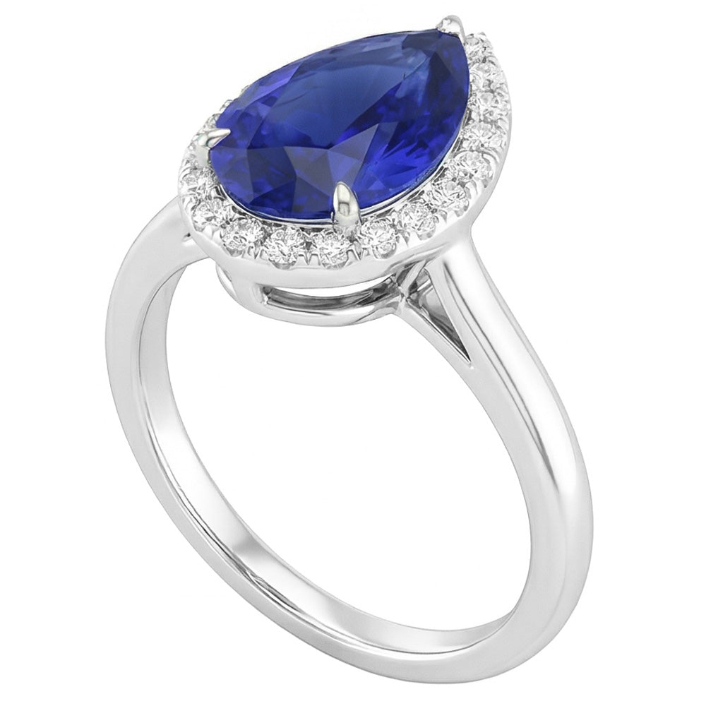 Di lusso Zaffiro Blu Reale Anello Pietra Colorata 2 carati
