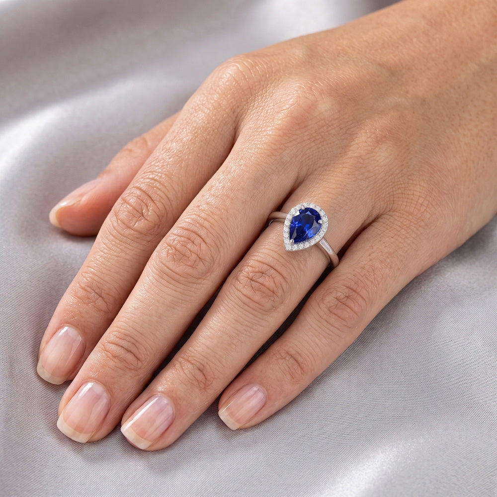 Di lusso Zaffiro Blu Reale Anello Pietra Colorata 2 carati
