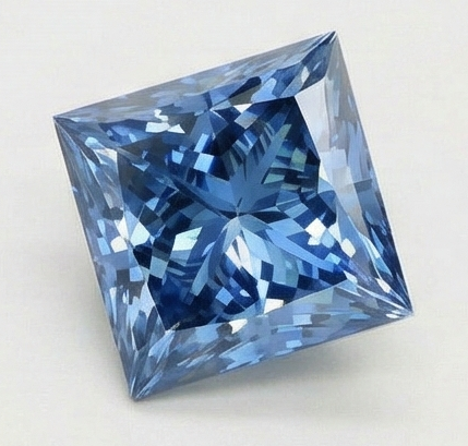 Diamante Azzurro Sciolto da 3 Carati a Taglio Principessa
