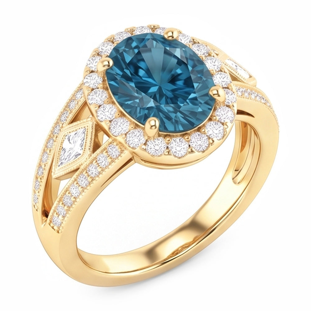 Diamante Blu Anello Cocktail