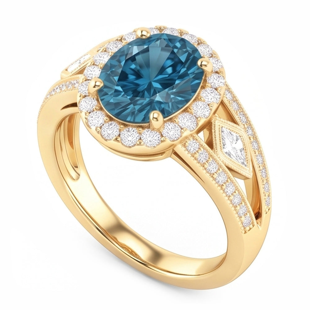 Diamante Blu Anello Cocktail