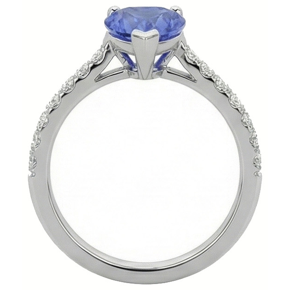 Diamante Naturale Autentico ( non creato in laboratorio ) Fidanzamento Srilanka Zaffiro Anello Capesante Set Accenti 3 Carati
