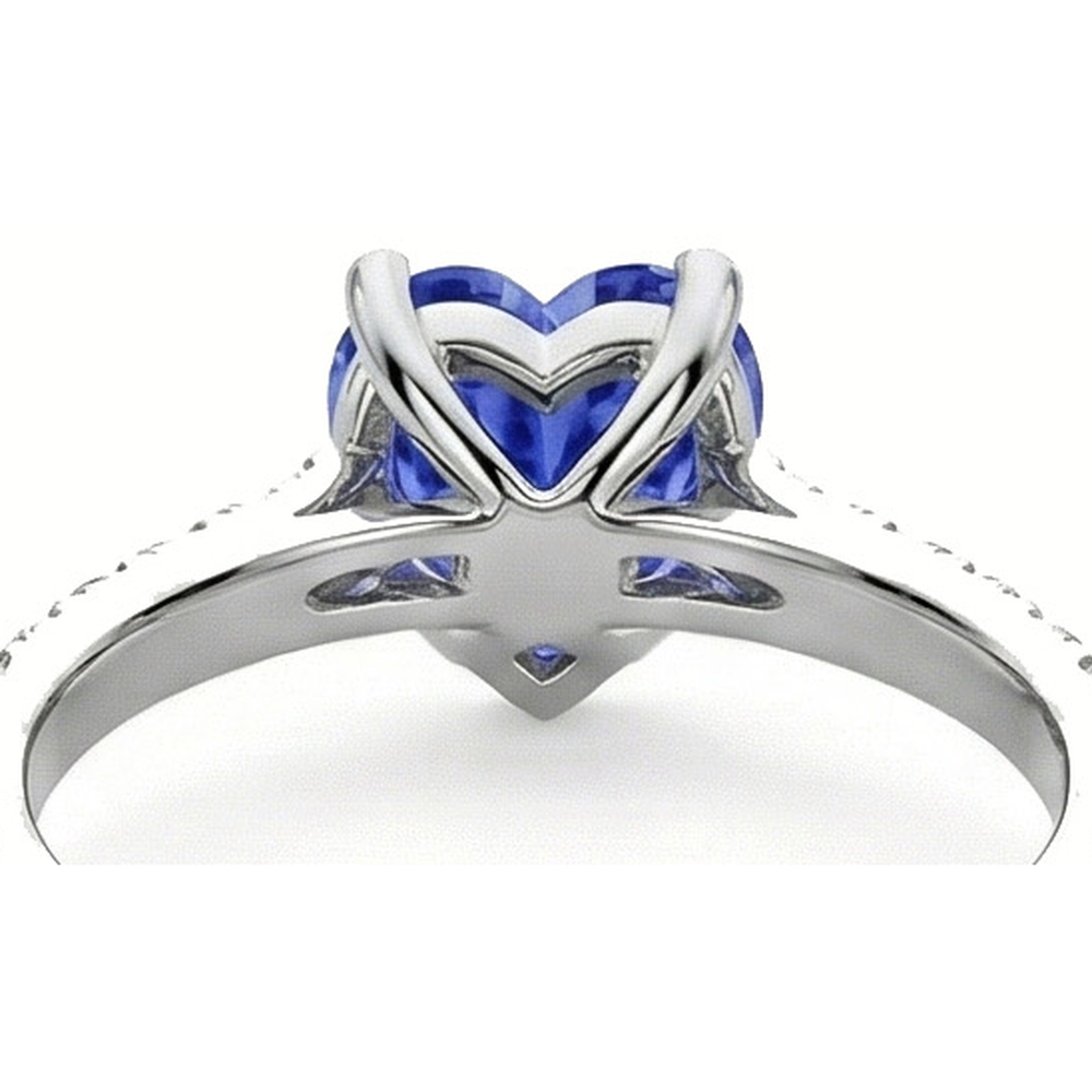 Diamante Naturale Autentico ( non creato in laboratorio ) Fidanzamento Srilanka Zaffiro Anello Capesante Set Accenti 3 Carati