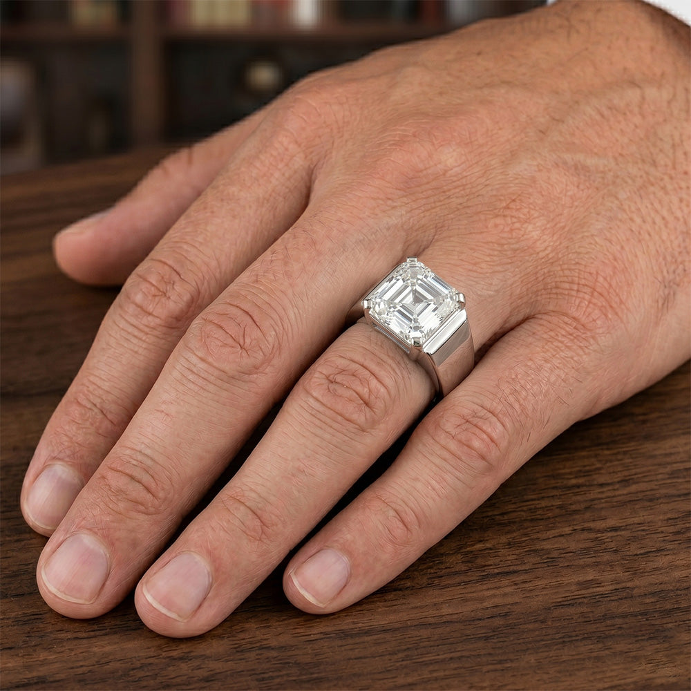 Diamante Fine Certificato IGI Anello Uomo 5 carati in Oro 14