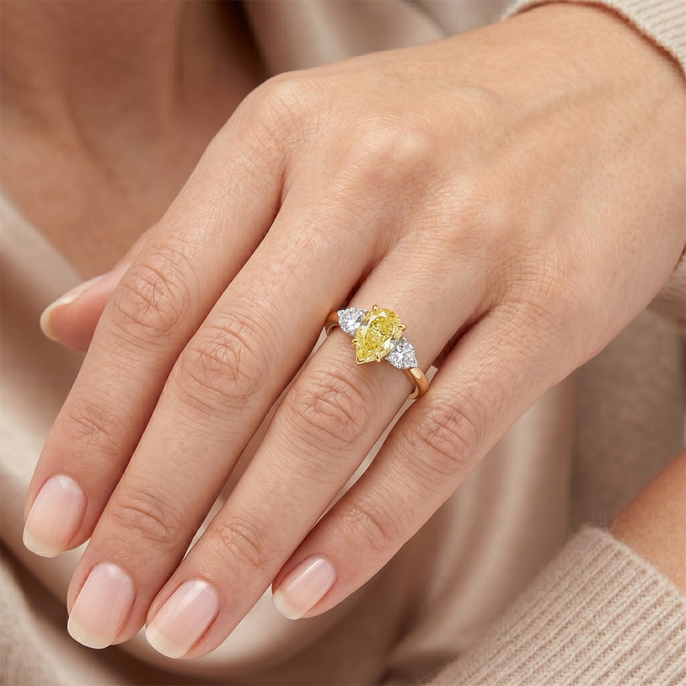 Diamante Giallo Canarino Anello Statement – Purezza VVS 1 carati